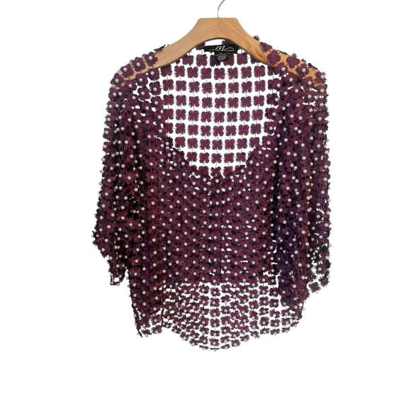 Midnight Velvet Tops - Midnight Velvet Knit Top Womens Size XL Purple Pearl